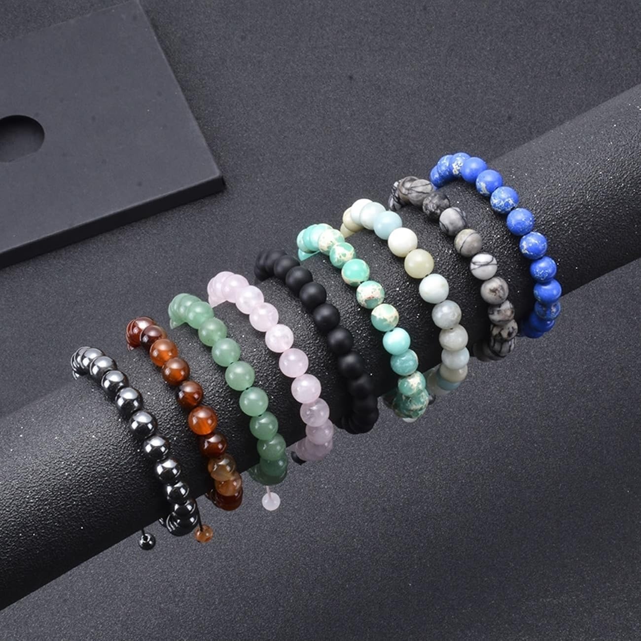 Schmuckarmband gewebt, verstellbar für Sie und Ihn, Naturstein-Perlenarmband Herren mit Edelsteinen 18 mm, tolle Geschenkidee, handgefertigt – 18 cm. Haushaltsarmaturen