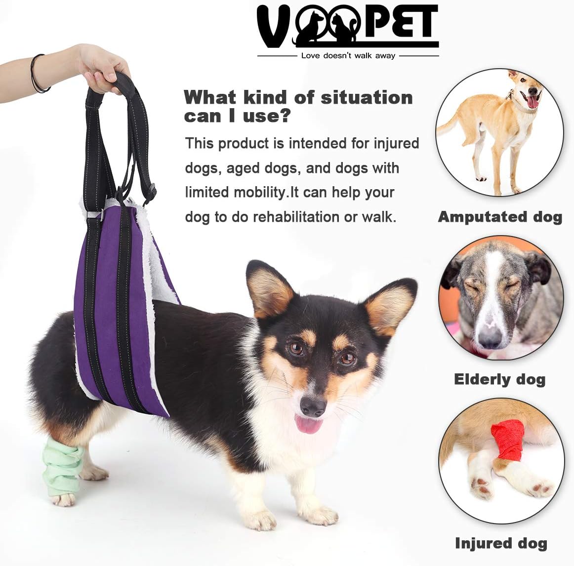 Buy VOOPET Dog Sling, Help Lift Back Legs, Portable Hip Support Harness