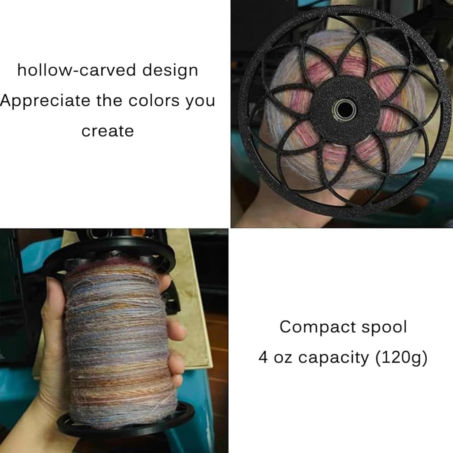 Electric Spinning Wheel, 4 Oz Automatic Yarn Winding Machine with 3 Spools, 800RPM Adjustable Speed, Forward/Reverse, Household Mini Wool Winder for Yarn Weaving and Spinning Black