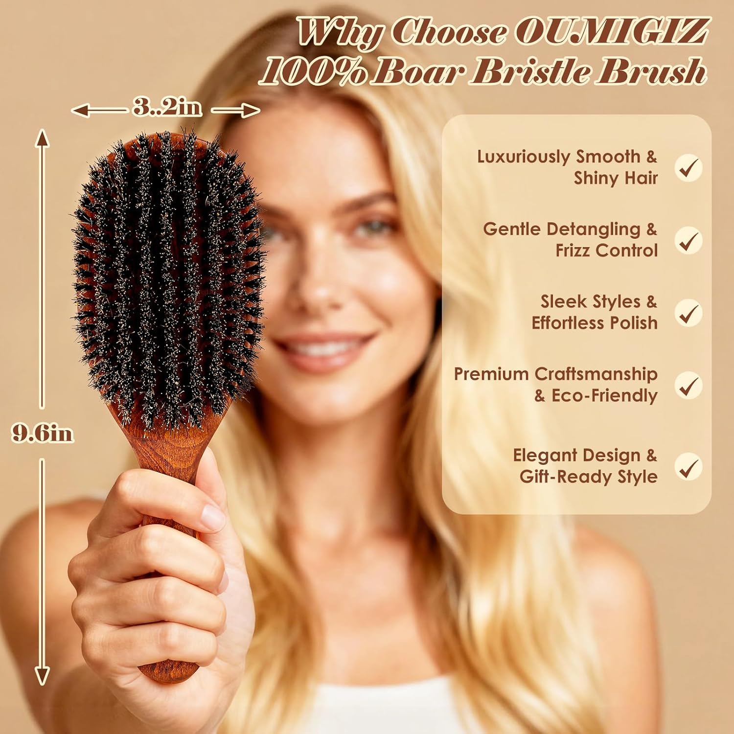 Boar Bristle Hair Brush Since 1965 British Craftsmanship, Handmade Natural Wooden Slick Back Hairbrush/Beard Brush, Pure Soft Bristles Gentle Detangling Women Men Kids Thin Fine Hair, Smooth & Shine