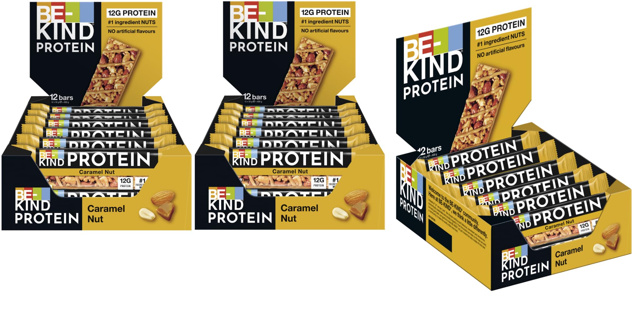 BE-KIND PROTEIN Riegel Caramel Nut 3x 12x50g I Proteinriegel I Sportriegel I Schokoriegel I Karamell