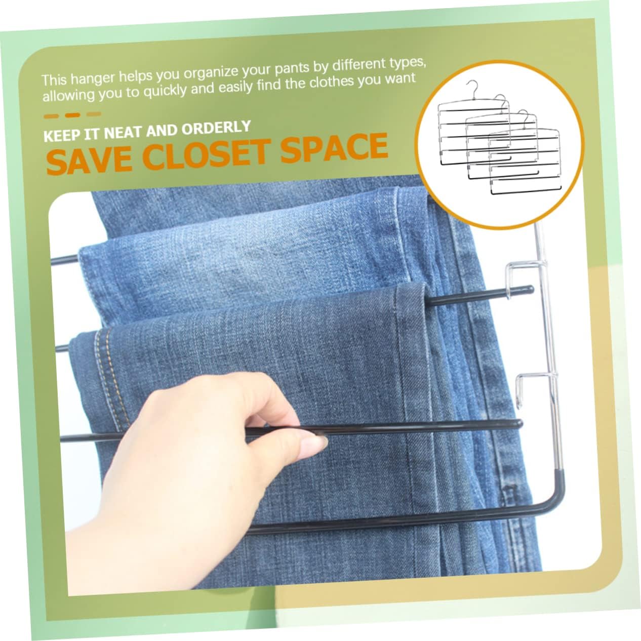 PRETYZOOM 3pcs Metal Pants Hangers Space-Saving Organizer for Trousers Jeans Skirts Construction with Non-Slip Design for Closet Storage Wardrobe Organization
