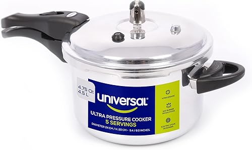 Universal (4.75 cuartos / 4.5 litros) Olla a Presión Ultra Anti-Óxido, Olla a Presión de Aluminio para 5 porciones, Distribución Uniforme del Calor,