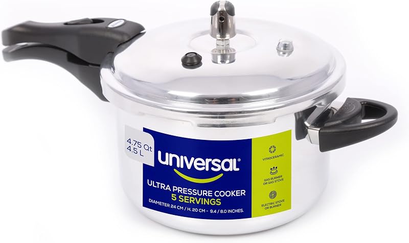 Olla a presión Ultra de 4,75 cuartos, olla a presión de aluminio antioxidante con sistema de seguridad de 5 capas, apta para lavavajillas, capacidad para 5 porciones