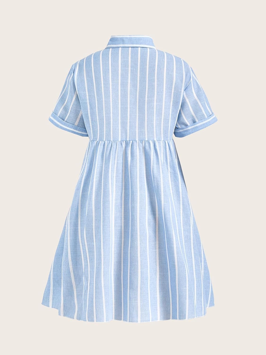 Women's Striped Button Down Shirt Dress Collared Short Sleeve Mini Work Office Dresses