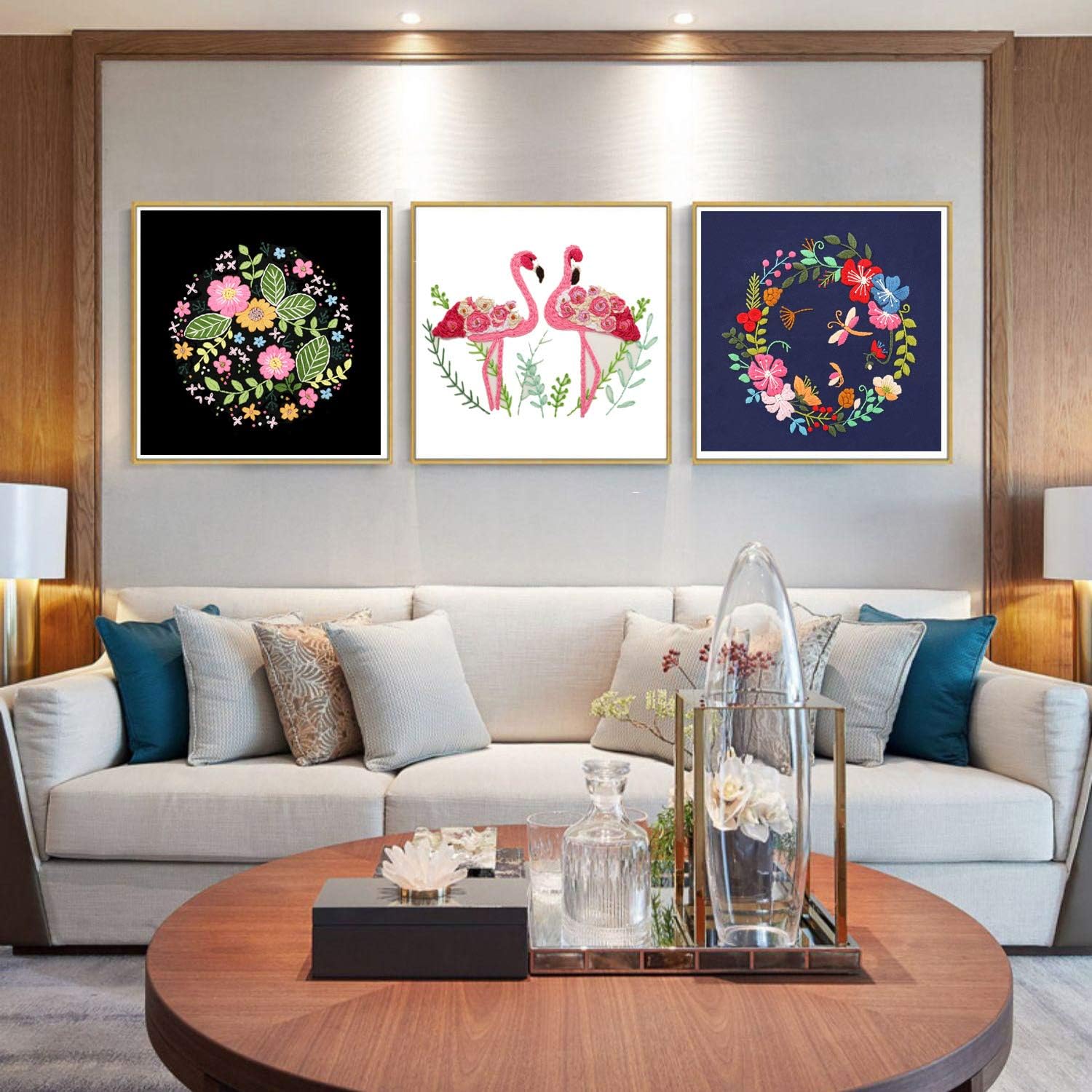 4Pack Embroidery Starter Kit with Pattern and Instructions, DIY Beginner Starter Stitch Kit Include 1Embroidery Hoop,4 Embroidery Clothes with Plants Flowers Pattern,Color Threads (Embroidery Kit-X)