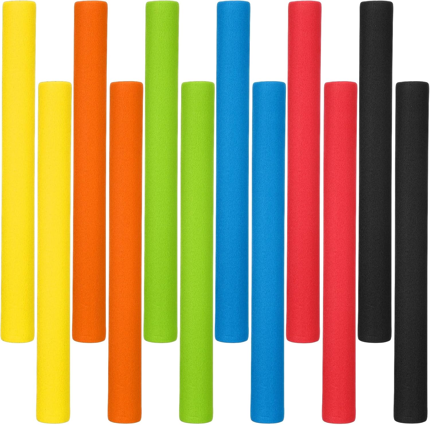 Hiboom 12 Pack Relay Race Batons Bulk, Multicolored Soft Foam Track and Field Batons for Running Competition Running Race Games Physical Education Outdoor Activities, Assorted Colors