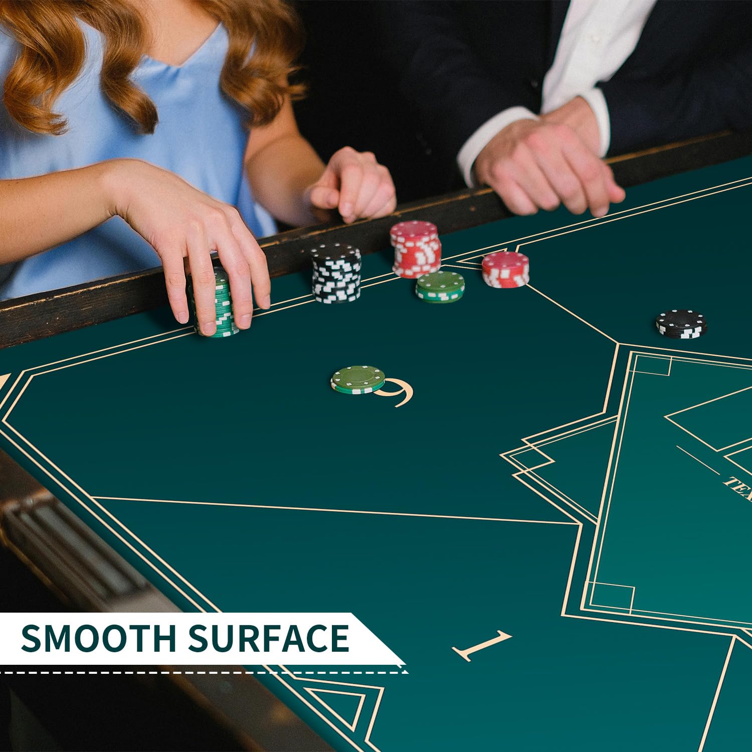 LaiEr 60/80/100/120/140/160cm Quadratische Poker Matte Texas Hold'em Poker Gummimatte Poker Topper für Tische Faltbare Tragbare Poker Tischplatte Layoutw für Poker Spiele Blackjack Casino(120 * 120cm)