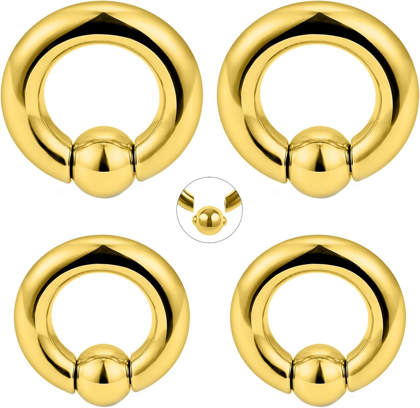 Ocptiy 12G-00G Septum Rings Ear Gauges Earrings Stretching Kit 316L Surgical Steel Internally Threaded Captive Bead Septum Pa Piercing Jewelry for Women 10mm 12mm 14mm 16mm