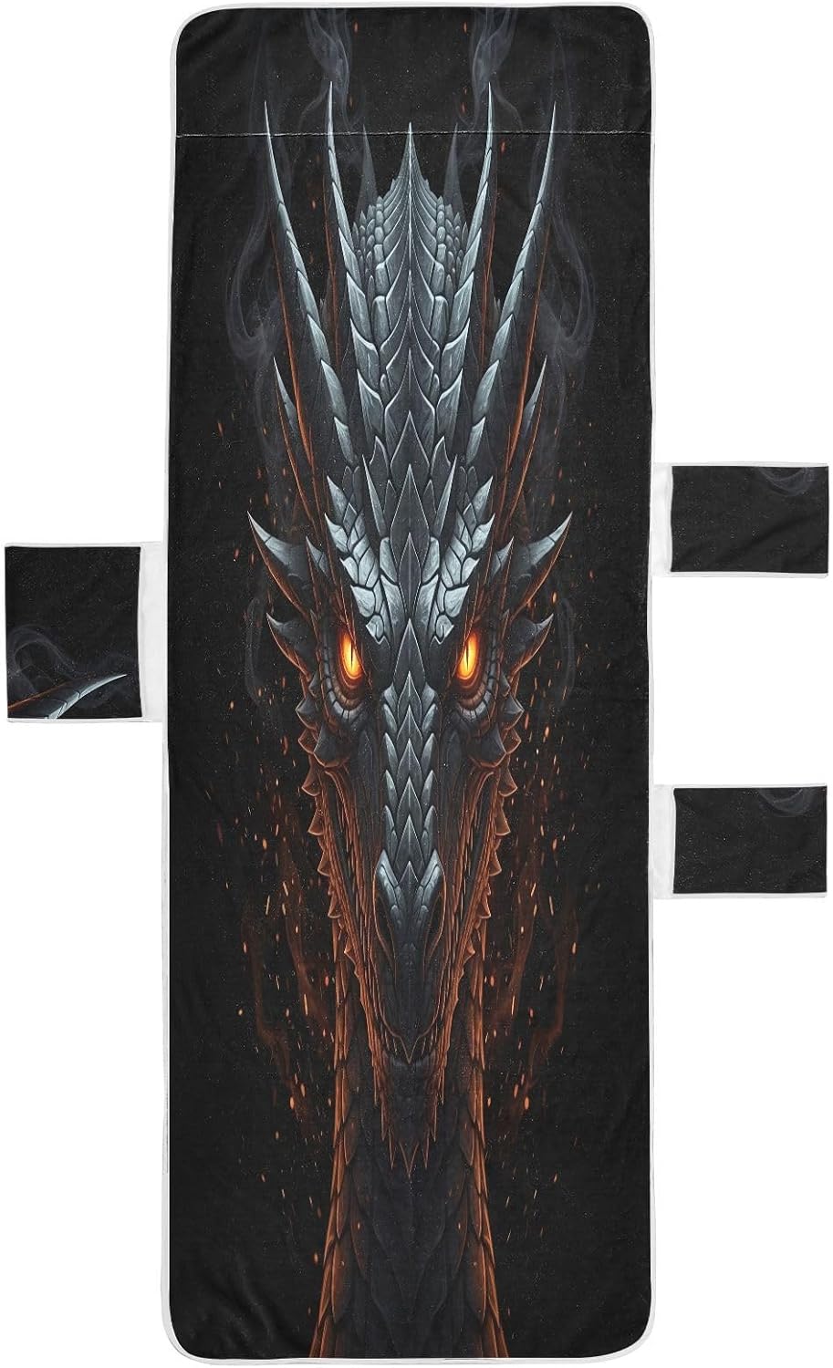 Dragon Lounge Chair Towel Cover with Side Pockets – 85x30in Foldable Chaise Cover for Beach, Pool, Patio, Spa