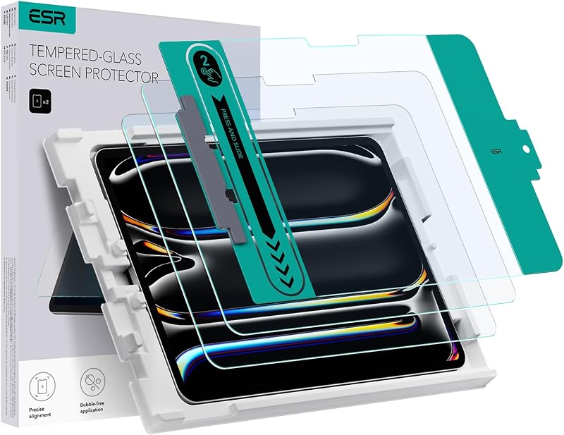 ESR 2db Edzett Üveg Képernyővédő iPad Pro 13 inch M4 (2024) - 9H Keménység, Karcálló, HD Tisztaság, Egyszerű Felhelyezés, Apple Pencil Kompa