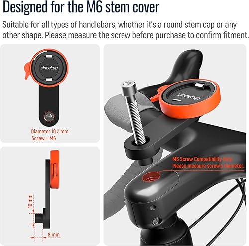 Miniatura 5 de sincetop Soporte para teléfono de bicicleta, Tapa de vástago de bicicleta de montaña Soporte para teléfono, Abrazadera universal de aluminio para