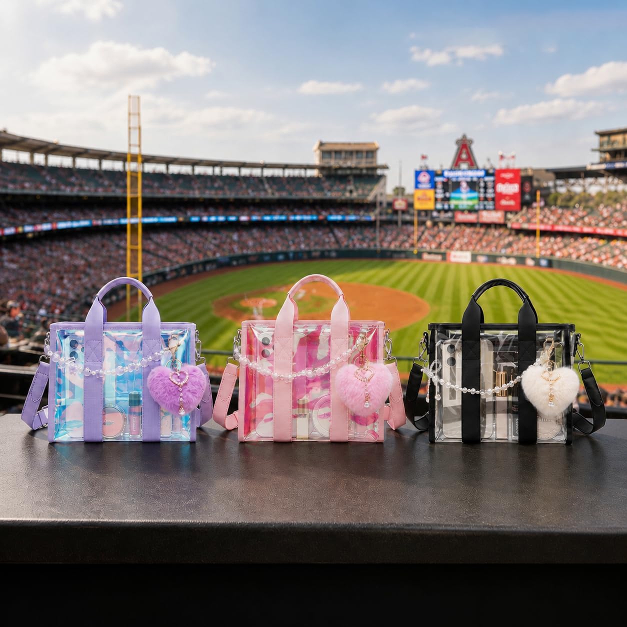MUSEVOS Small Clear Bag for Stadium Events, Iridescent Jelly Purse Crossbody Bags for Women for Concert,Sport Events