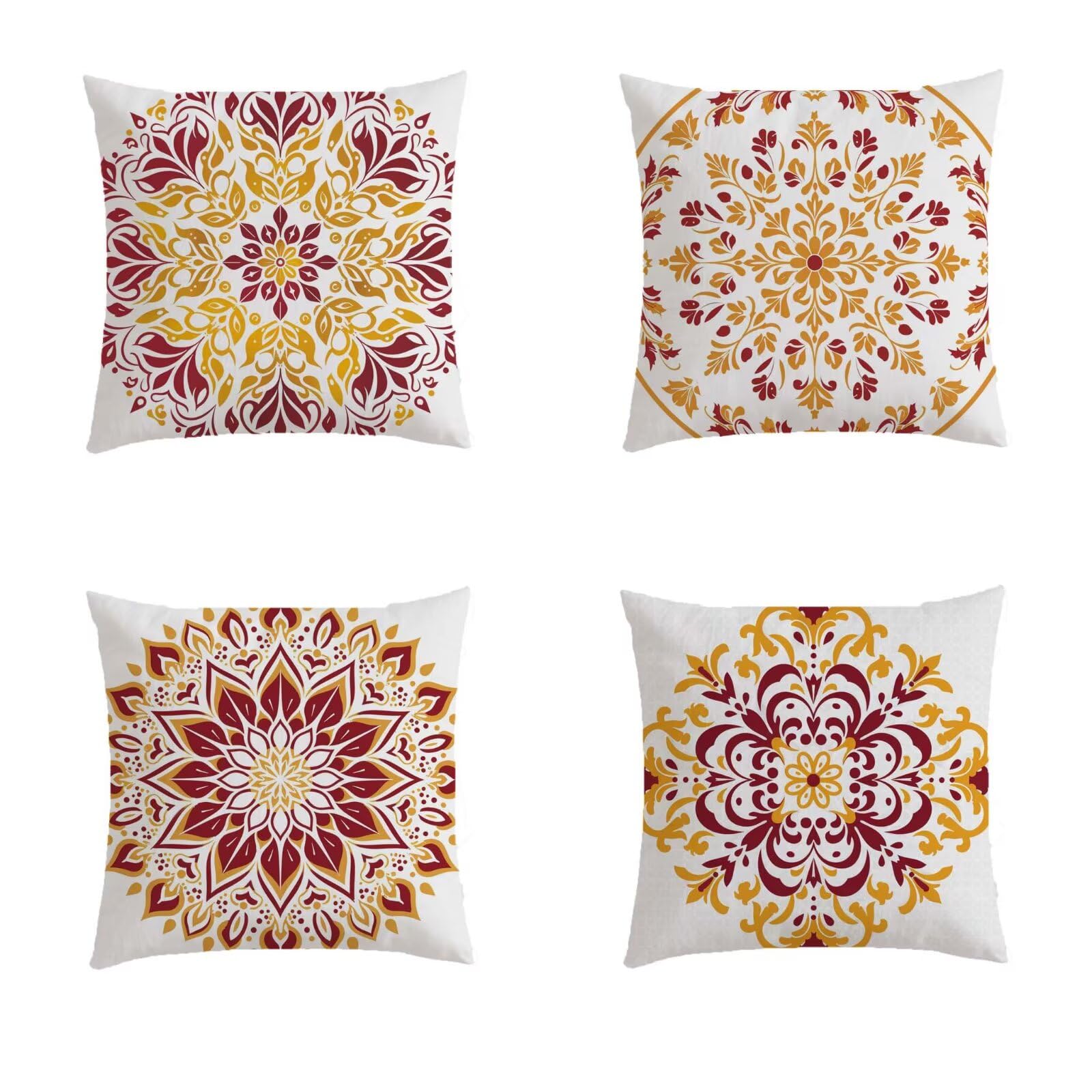 Taie oreiller yellow lin double sided printing motif mandala
