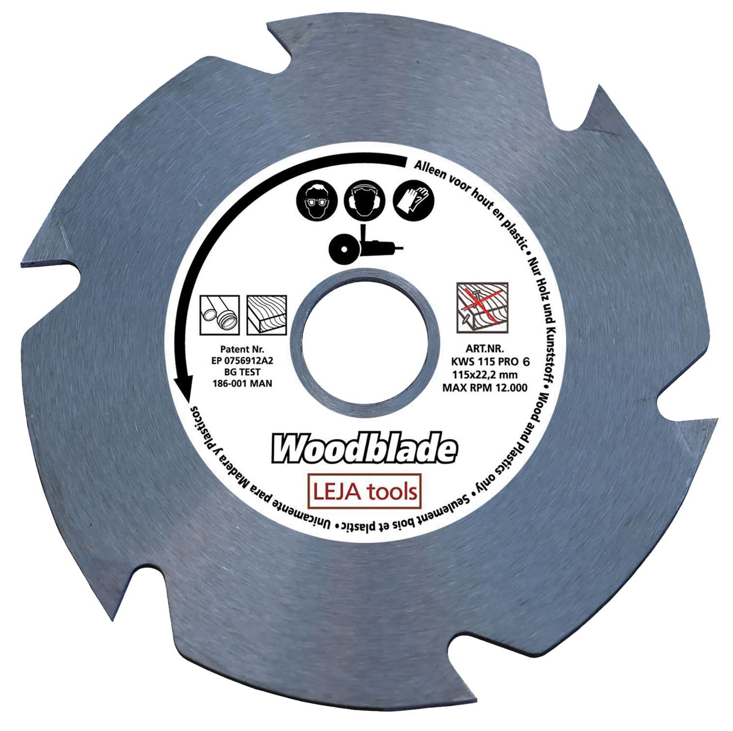 LEJA TOOLS KWS115PRO6 -Disco tronzador fresador para amoladoras angulares 6 dientes - diameter 115 mm - diameter Eje 22,2 mm