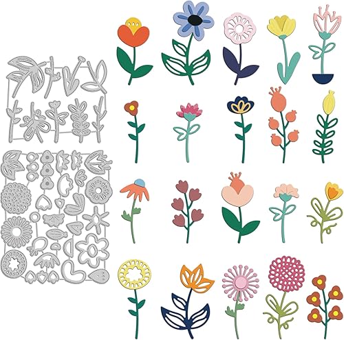 Miniatura 8 de INFUNLY 38 piezas de flores de metal troqueladas capas de flores corte de hojas troquelado 3D DIY plantilla de estampado de flores para hacer