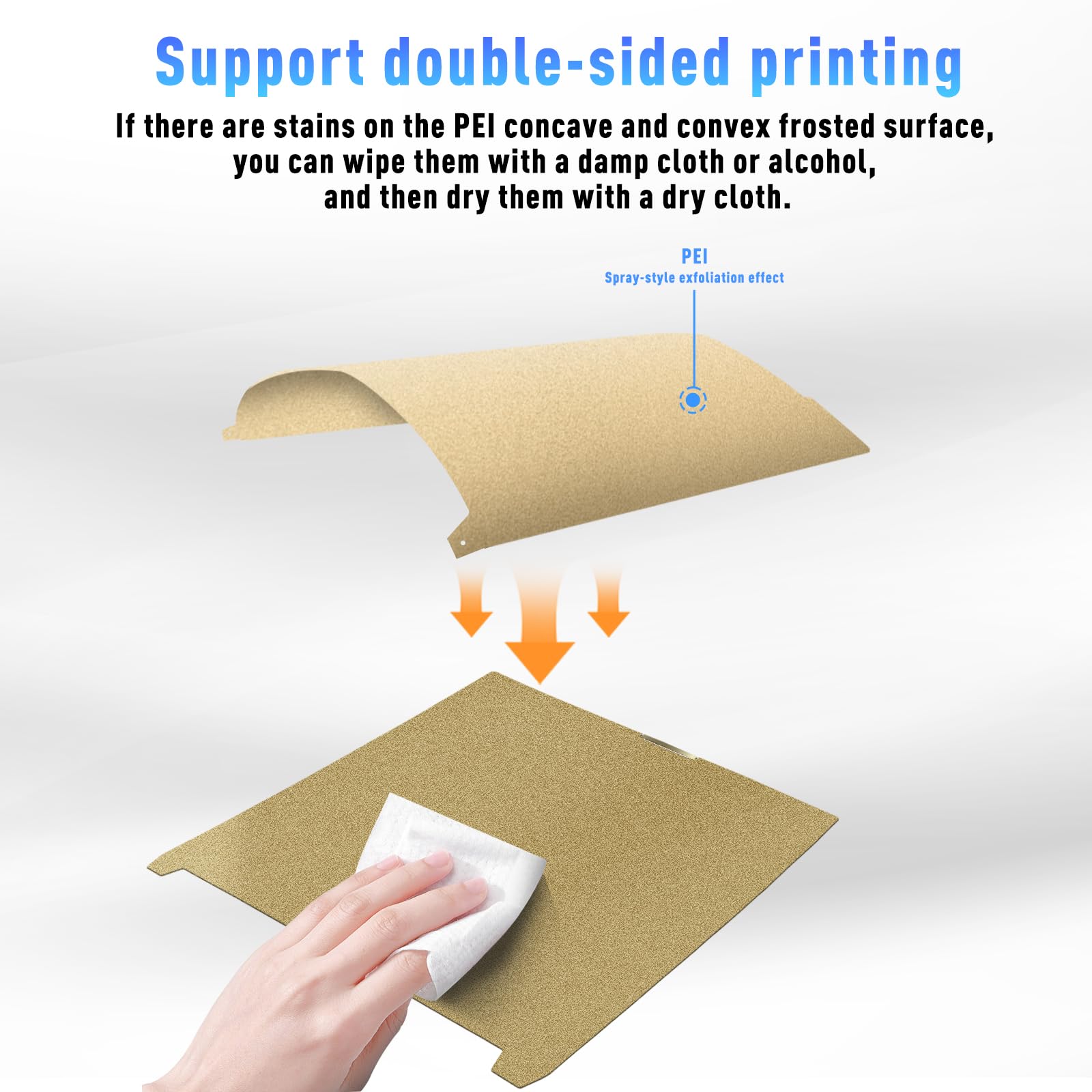 2 pezzi aggiornati 370x370mm K2 Plus Gold Build Plate Double Sided Texture Flessibile Primavera Acciaio PEI Foglio Magnetico Stampato Letto per Creality K2 Plus Stampante 3D