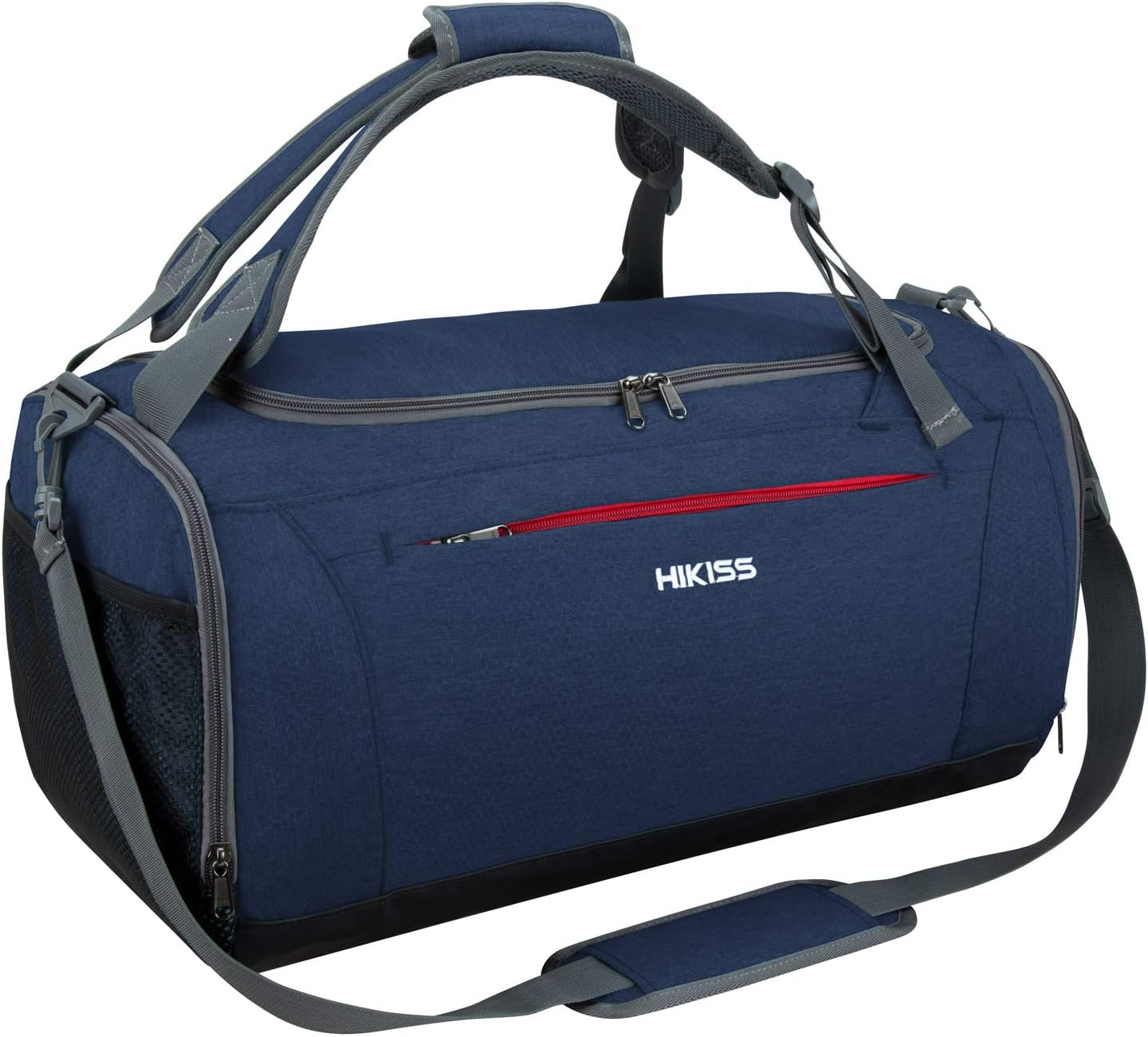 HIKISS Sports Gym Bag Waterproof Duffle Bag 45L with Wet Pocket & Shoes Compartment for Men and Women