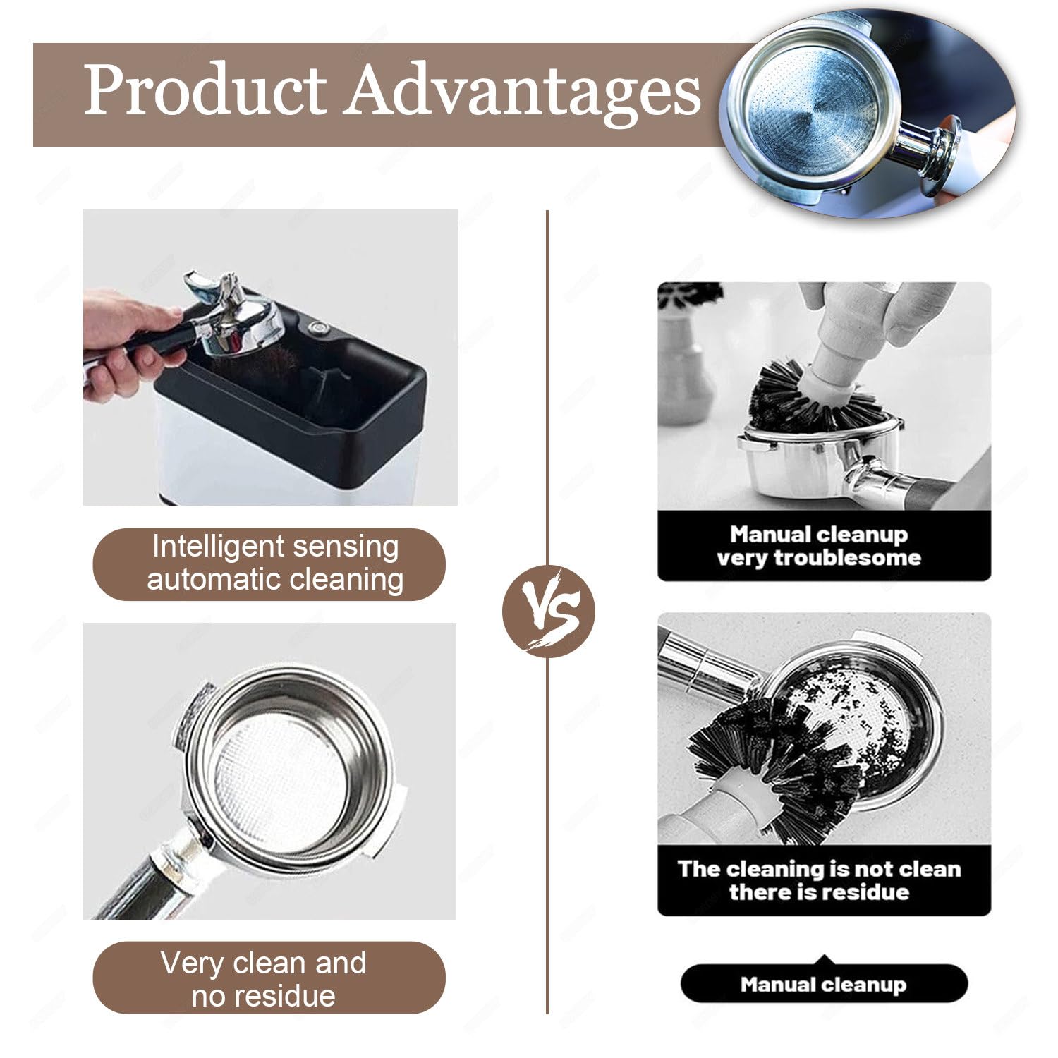 Limpiador de Molinillo de café eléctrico con Cepillo y Cepillo para Polvo para cafeteras Espresso automáticos con 2 raspadores. Limpiador de portafiltros de café Comercial de 58 mm