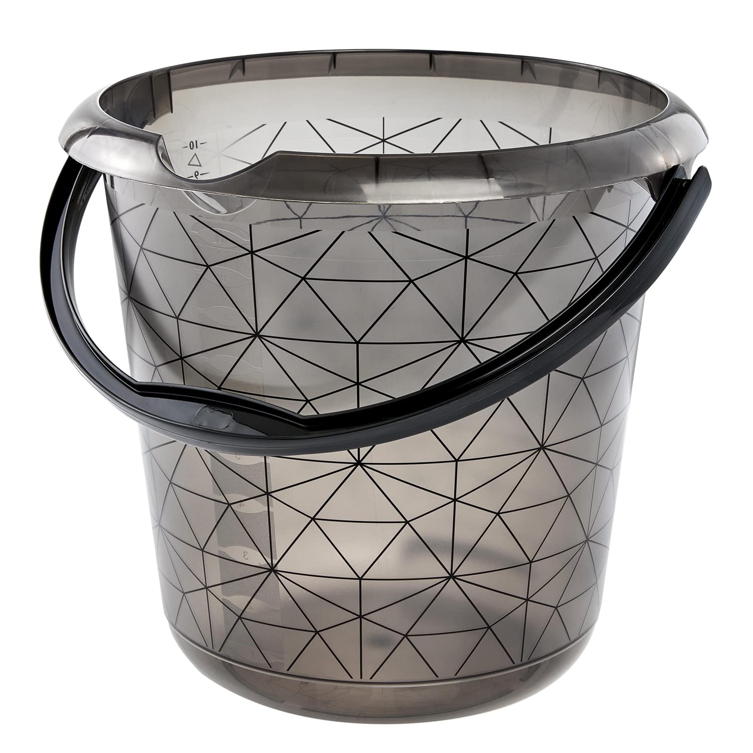 keeeper Cubo con escala de medición integrada y asa ergonómica, 10 L, Ilvie Polygon, Gris Crystal