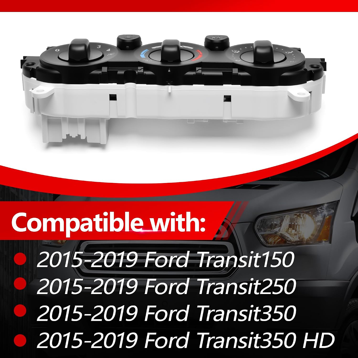 CK4Z19980A AC Climate Control Module Fits for 2015-2019 Ford Transit 150 250 350 350HD Heater Switch Unit Replace Part Number CK4Z-19980-A CK4Z19980B CK4Z-19980-B A/C