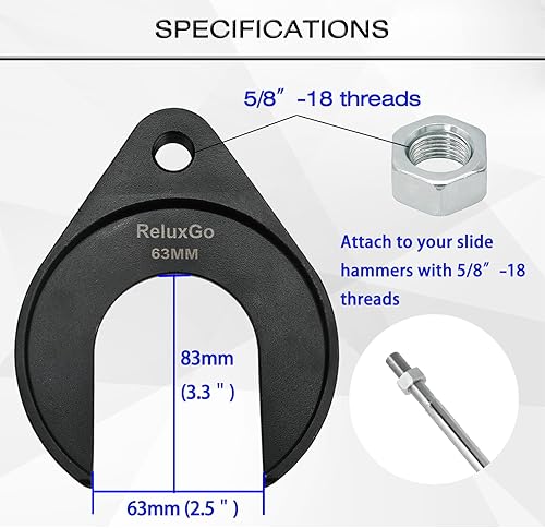 Miniatura 4 de Herramienta de extracción de eje CV interior de 2.480 in con tuerca, accesorio de polea de eje de tracción de rueda delantera, se adapta a martillos