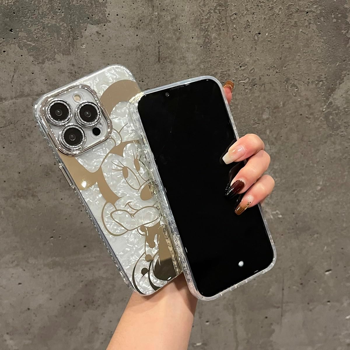 for iPhone 16 Pro Case Bling Camera Lens Protection Glitter Bling Cute Pattern Printed Design Soft Bumper Hard Back Shockproof Protective Case for Girls and Women - Sparkly Minnie - Image 4