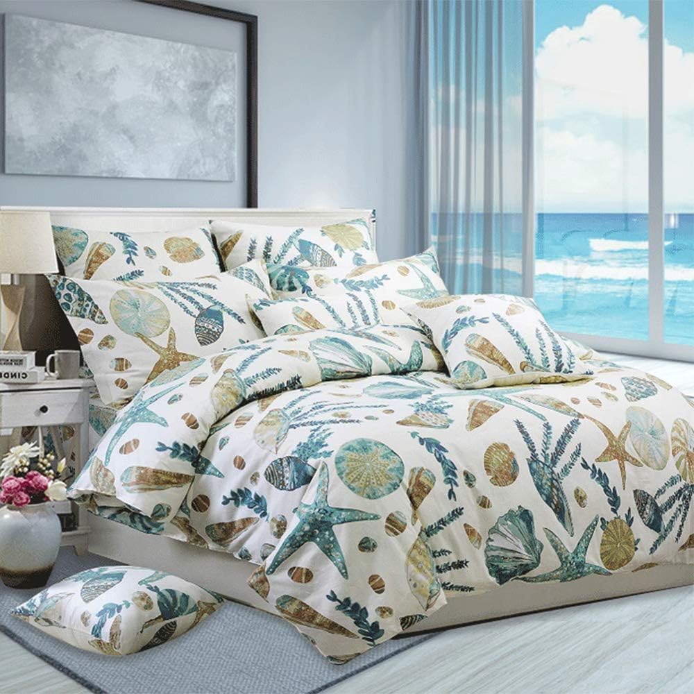 Amazon.com: Usning Beachy Duvet Covers Queen Size, 100% Cotton Soft ...