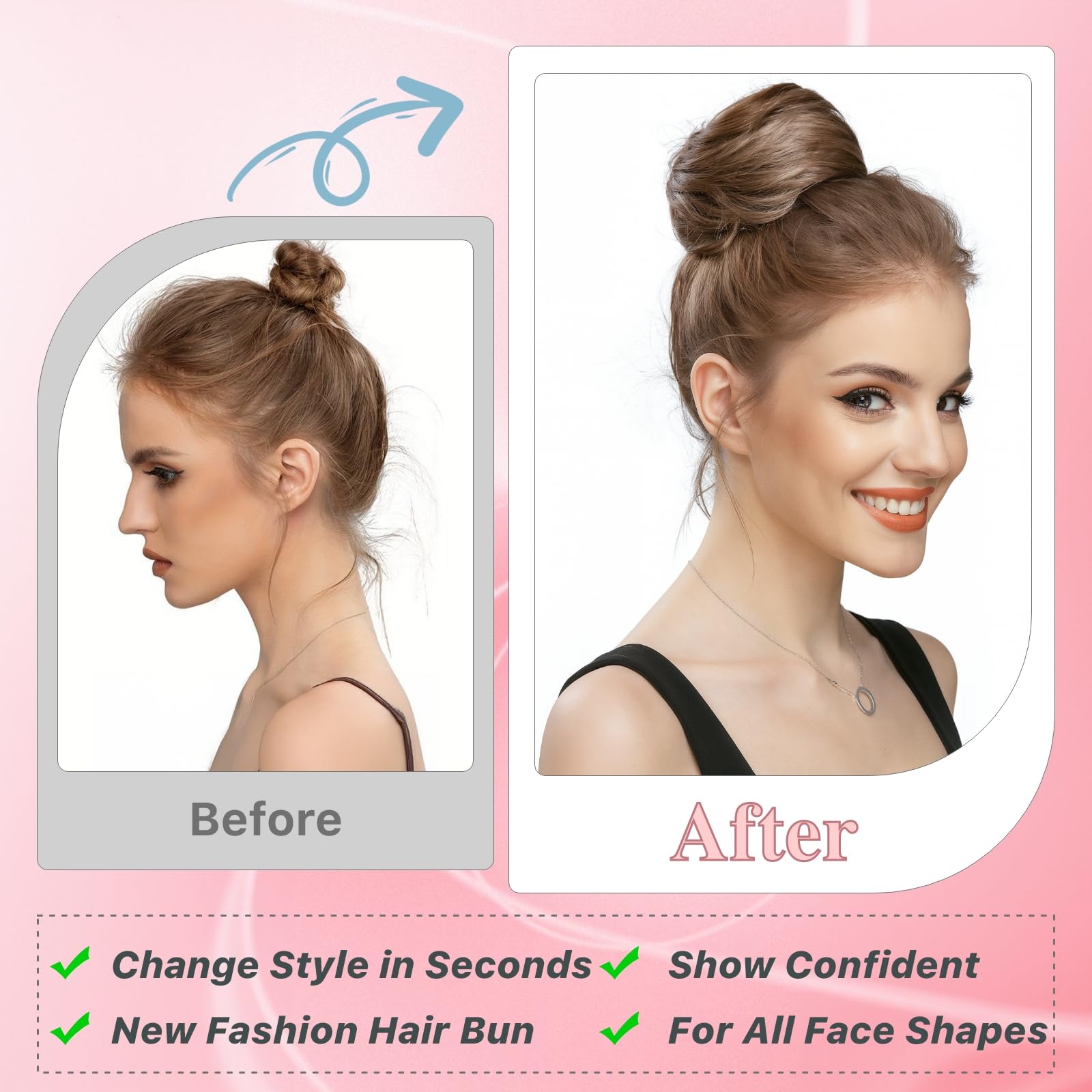 tesshair Messy Bun Hair Piece 100% Thick Tousled Human Scrunchies Natural Curly Wavy Bun Hair Piece with Elastic Band Medium Brown Hairpieces for Women Girls(Medium Brown - Image 2