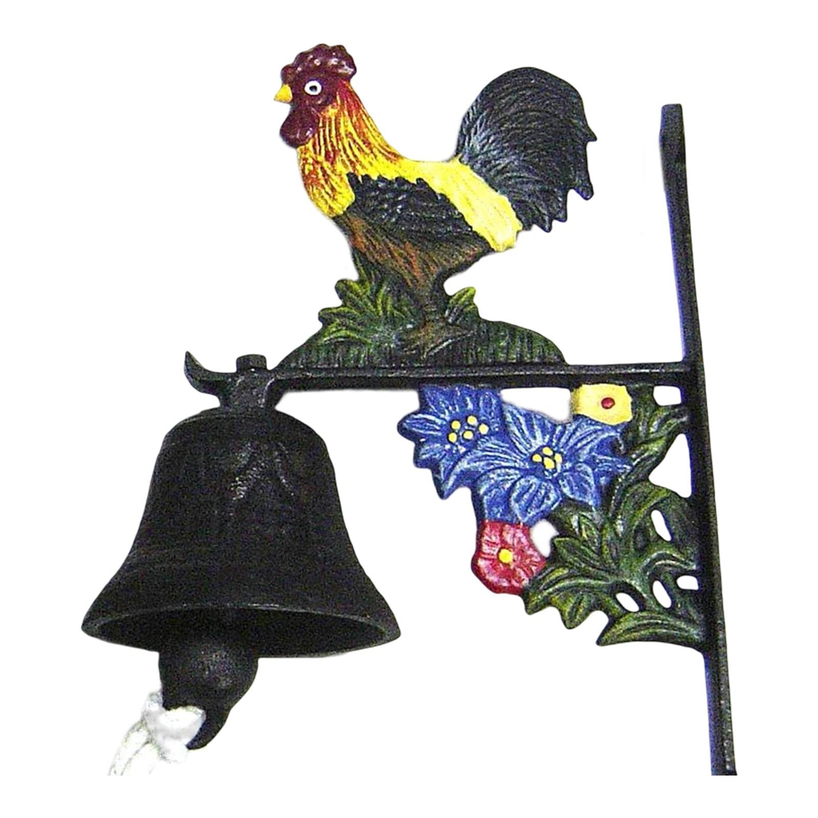 LOVIVER Campana de Pared de Hierro Fundido rústico, Campana de Puerta de Gallo Que sacude manualmente Decorativa Colgante para la decoración de la