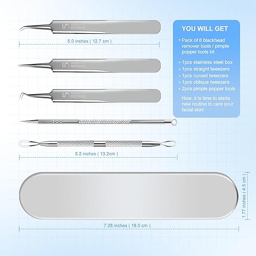Miniatura 2 de Pinzas para eliminar puntos negros, kit de herramientas para reventar espinillas, pinzas para el cabello encarnado, extractor de puntos negros, acné