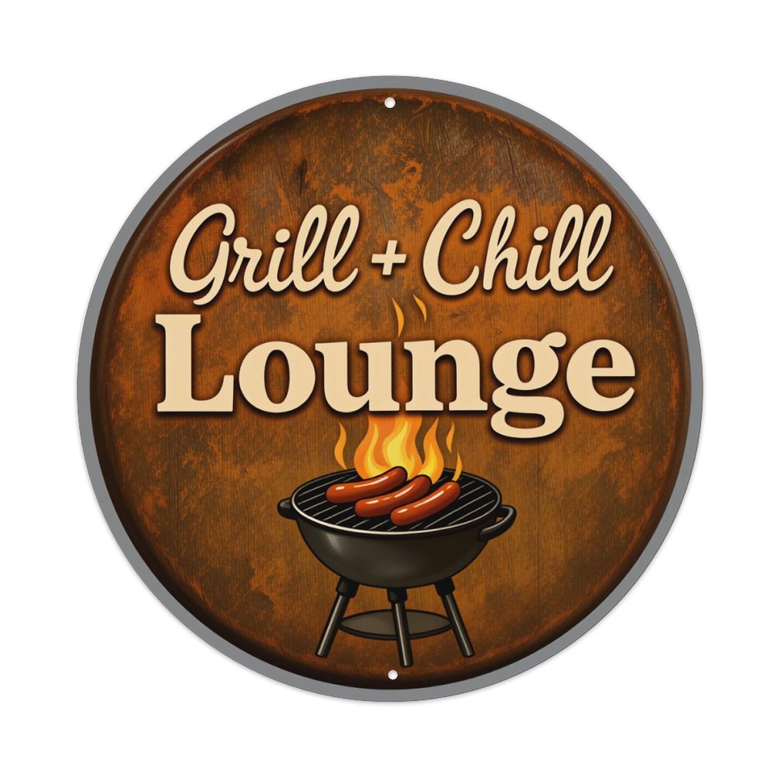 Grill Chill Lounge Logo Design Metal Tin Sign Vintage Garden Bedroom Cafe Bar Man Cave Home Wall Decor Metal Poster 8x8 inches