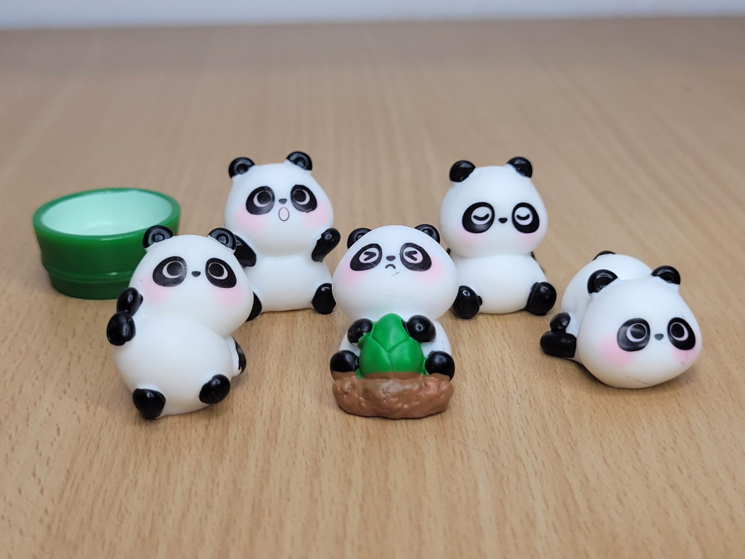 Set Of 8 Miniature Panda Figurines - Durable Resin, Adorable For Dollhouse, Fairy Garden, Cake Topper & Office Decor - View #5