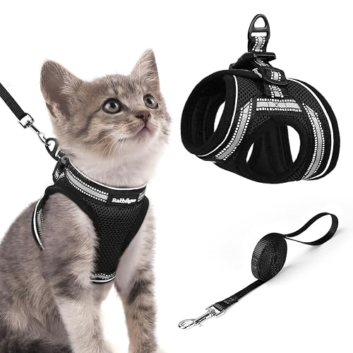 rabbitgoo Cat Harness and Leash Set, Step-in Soft Vest (Black)