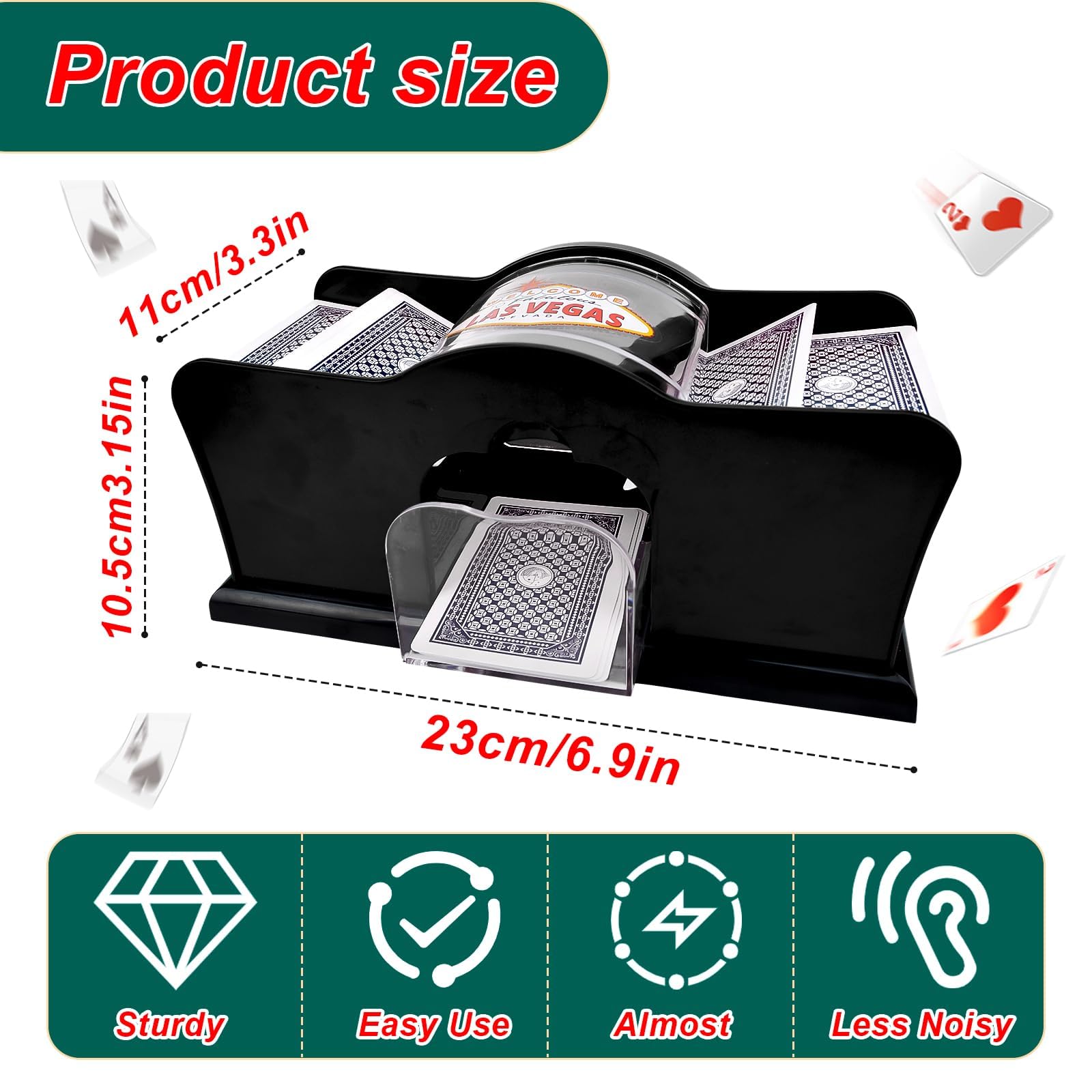 Mescolatore Carte da Gioco Manuale - Macchina per Mescolare 2 Mazzi Con Manovella, per Adulti, Fino a 91mm - Rosso