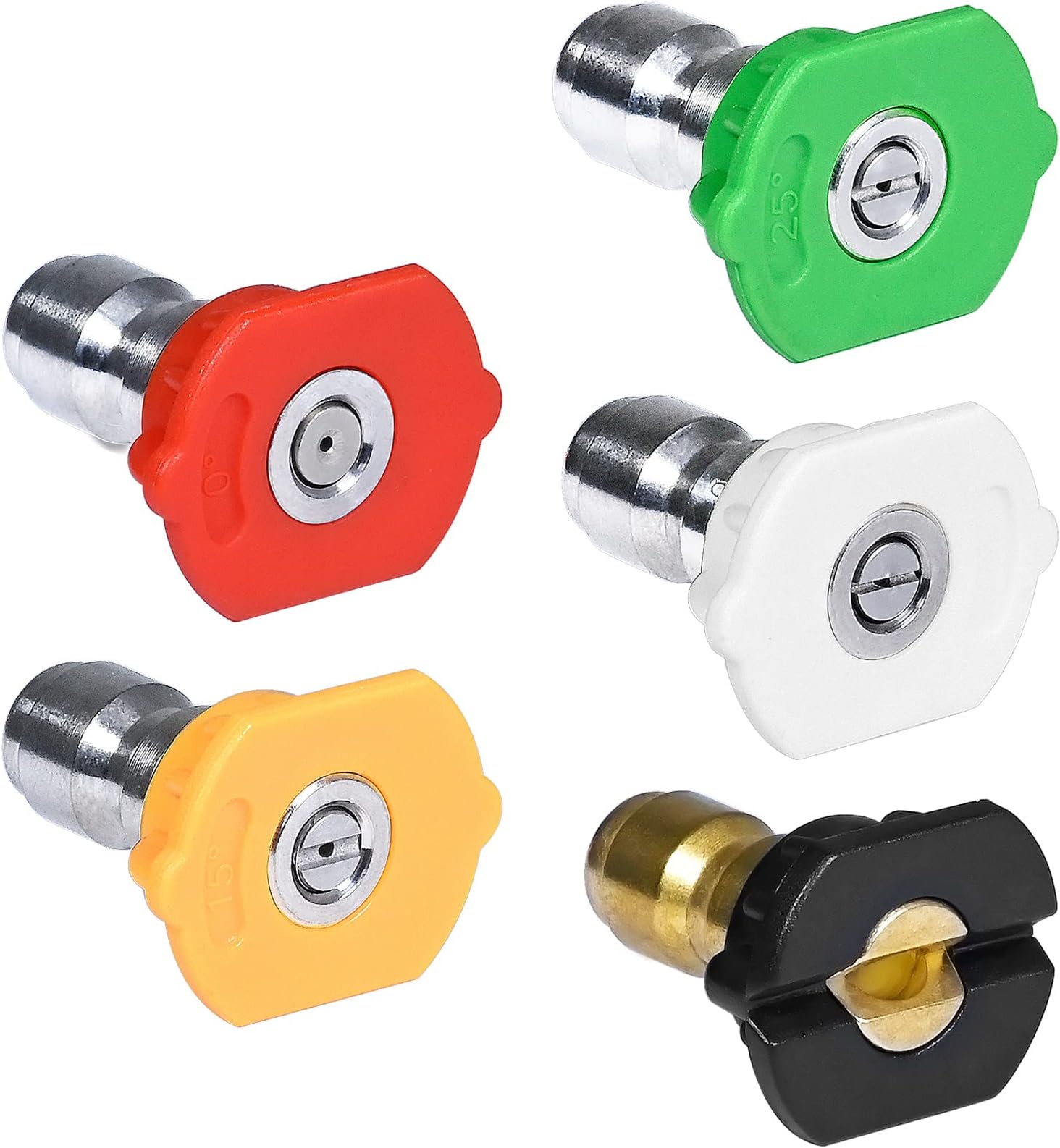 TOOLCY Pressure Washer Nozzle Tips, 4.5 Orifice, Design Up to 5000 PSI, Multiple Degrees, for Hot and Cold Water Use, Universal 1/4 inch Quick Connect, Replacement Nozzles for Power Washer (Set of 5)
