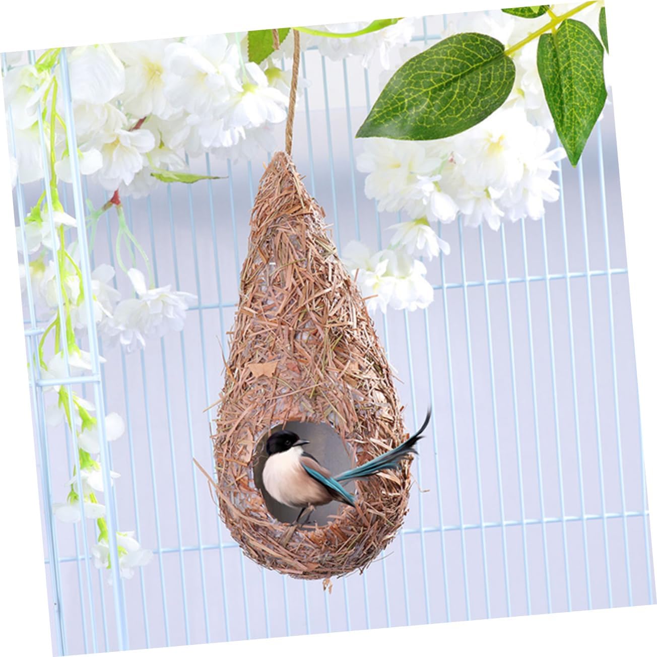 5pcs Hanging Woven Birdhouse Decorative Straw Bird Nest Pendant for Garden Balcony Durable Craft for Birds Animals Nature Inspired Nesting