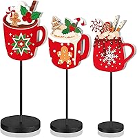Vista 1 de Amyhill 3 piezas de decoración de mesa de Navidad para centros de mesa de chocolate caliente, letrero de bandeja escalonada, decoración de madera