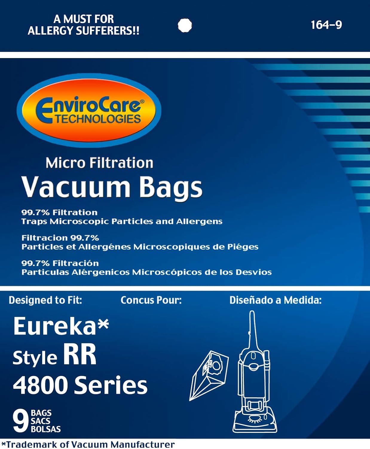 EnviroCare Replacement Micro Filtration Vacuum Bags made to fit Eureka RR, 61115 Boss Smart Vac 4800. 9 pack - Vacuum Bags Upright