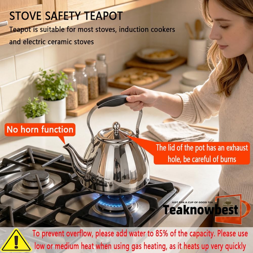 60.8oz/1800ml Tea pot, Stainless Steel Teapot With Removable Infuser