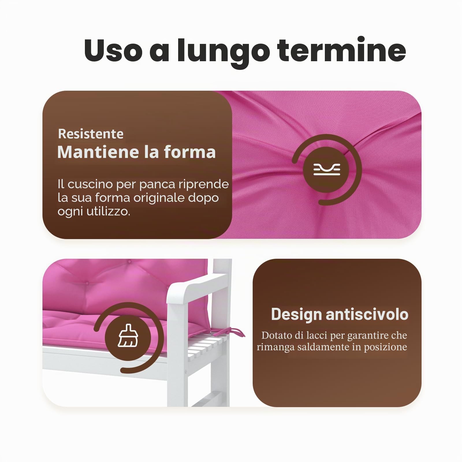 vidaXL Cuscini per Panca da Giardino 2 pz Rosa 100x50x7 cm in Tessuto