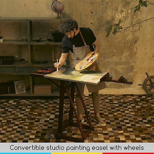 Miniatura 6 de MEEDEN Caballete de estudio multifunción, caballete de marco en H, caballete de pintura para adultos, caballete de artista, caballete de piso,