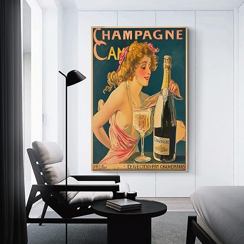 Miniatura 3 de Póster vintage de champán, arte retro de vino francés, bar, habitación, arte de pared, pósteres e impresiones artísticas de pared para sala de