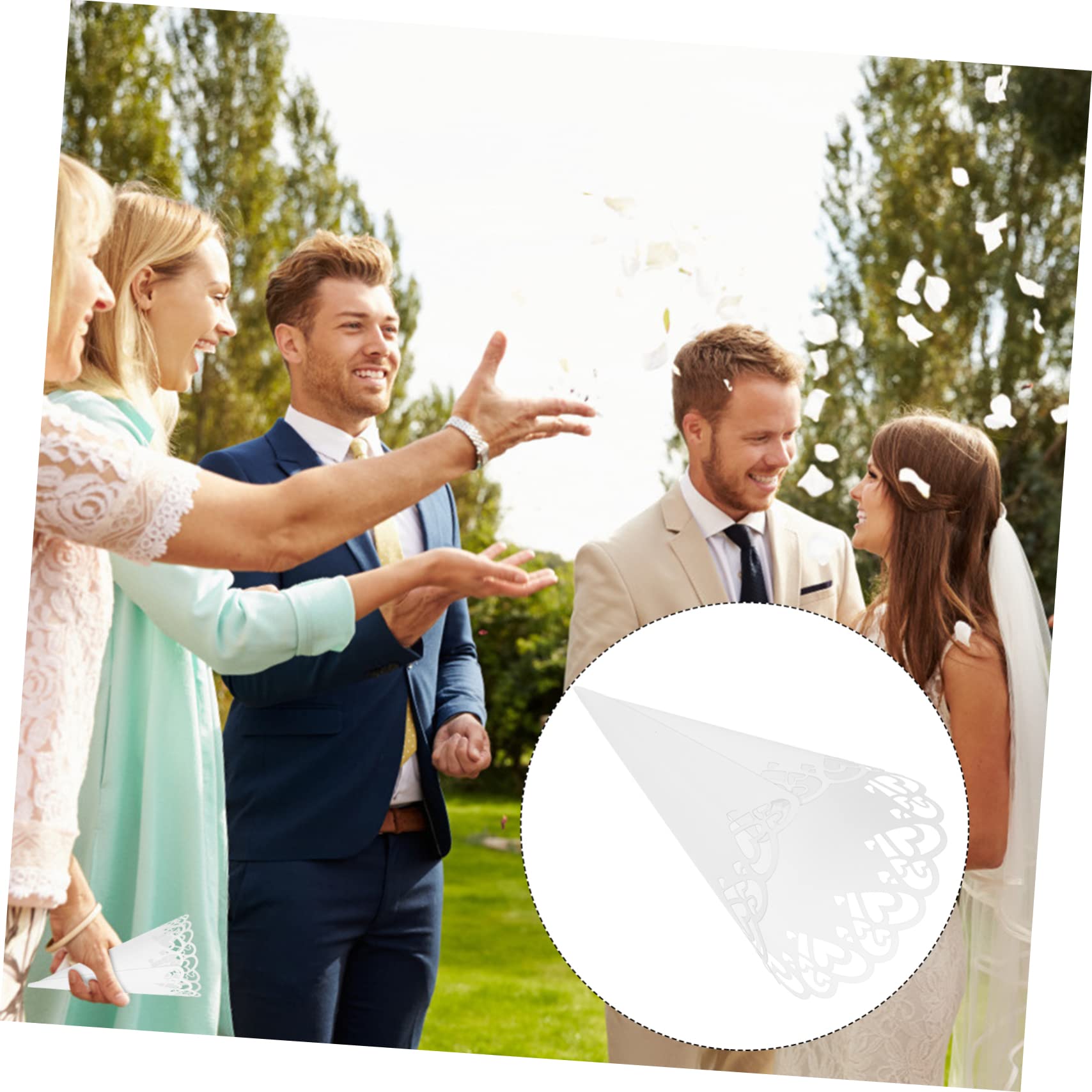 STOBOK 100stücke Hochzeits-konfetti-papierkegel Mit Eleganter Spitzenverzierung Für Feierlichkeiten Wie Hochzeiten Babypartys Oder Geburtstagsfeiern