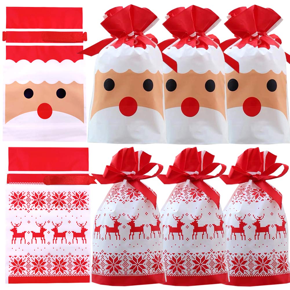 VIFOME Christmas Treat Bags - 24pcs Party Favor Santa Gift Drawstring Candy Goodies Wrapping - Holiday Party Decoration