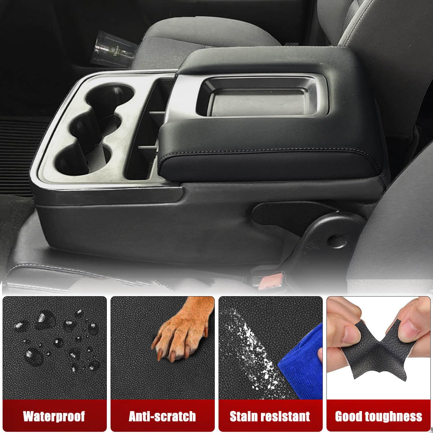 Fit 2007-14 13 Silverado 1500 2500 3500 Jump Seat Console Armrest Cover Leather - Foto 13