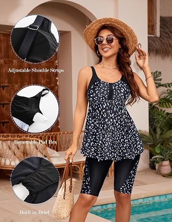 Hanna Nikole Women's Plus Size Tankini Swimsuit Flowy Bathing Suit