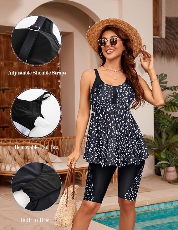 Hanna Nikole Women's Plus Size Tankini Swimsuit Flowy Bathing Suit