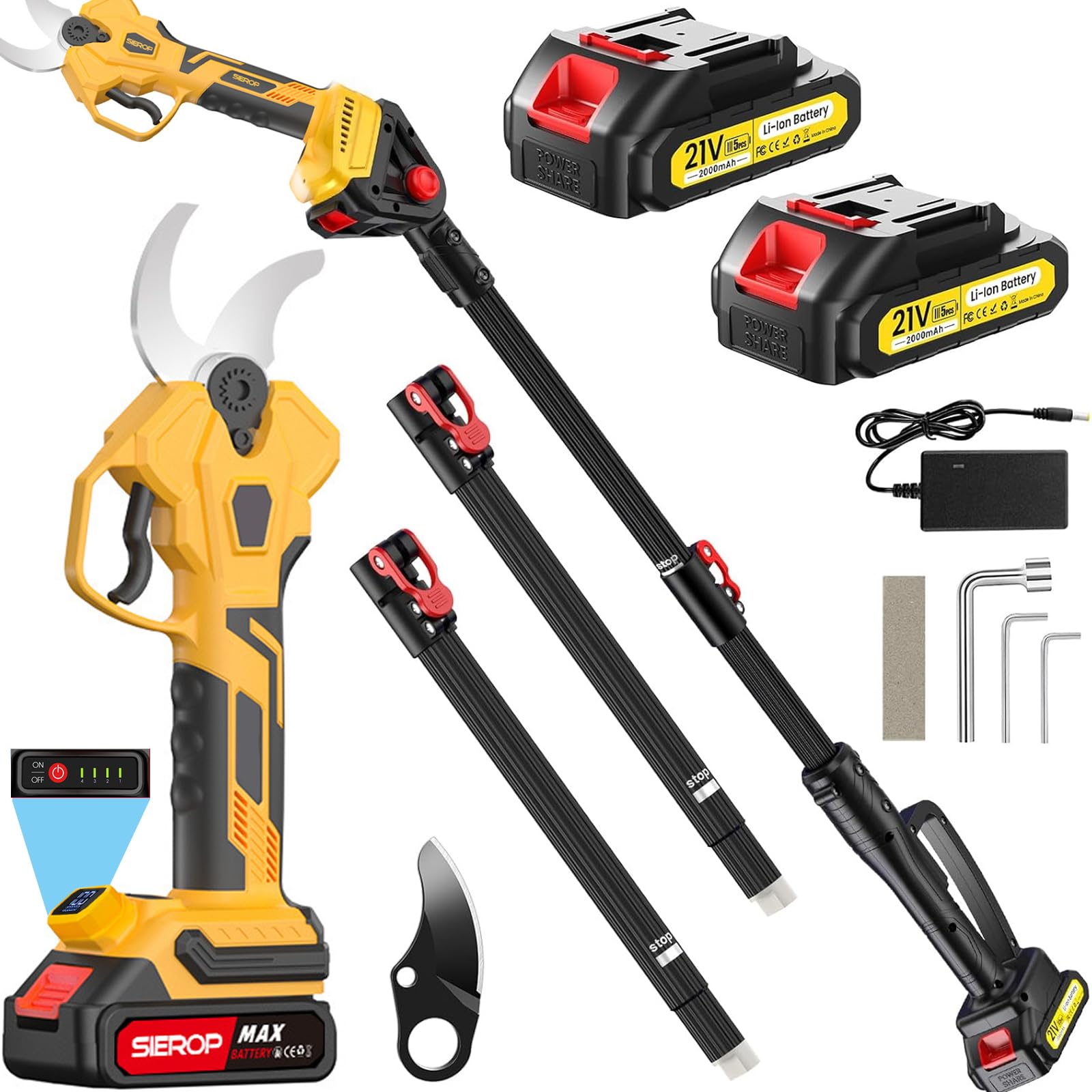 Sécateur électrique de jardin à grande ouverture 4cm pour éliminer le bois mort