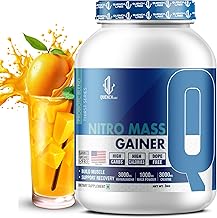 QUENCHLABZ NITRO MASS GAINER 3KG Mango | 21g Protein, 3g Ashwagandha, 374 Calories | High-Calorie Protein Powder for Weight Gain & Muscle Growth | Creatine & Digestive Enzymes